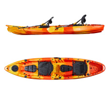 China OEM wholesale cheap plastic no inflatable 3 seats double fishing family sea kayak with canoe kayak accessories